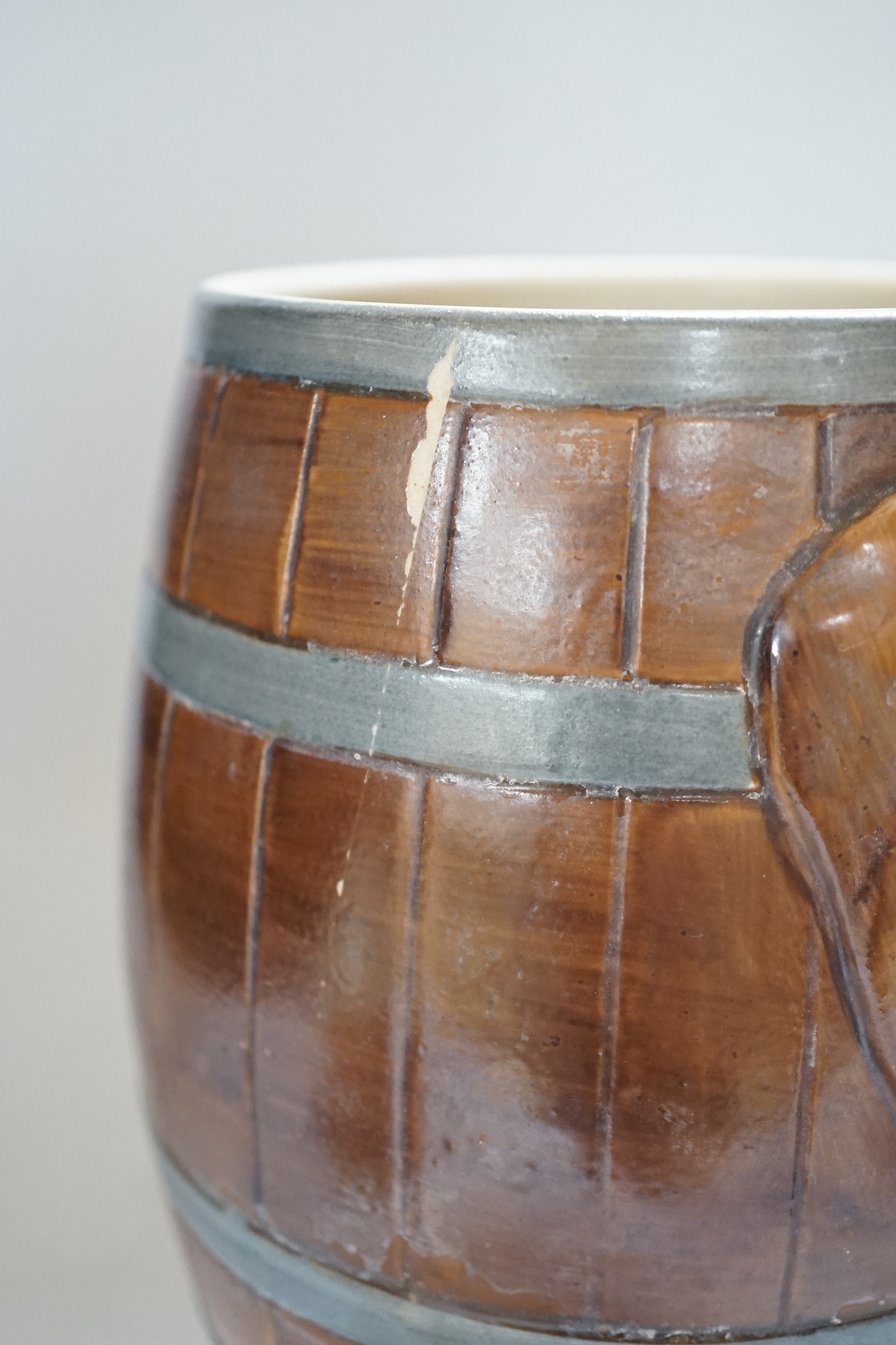 Advertising pottery - ‘Hallgarten’s Kellergeist’, novelty figural beer barrel, 40cm high
